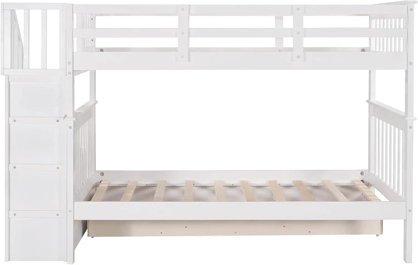 Designs Twin Over Twin Bunk Beds with Storage Drawers and Stairs Wood Bunk Bed Frame for Kids Boys Girls Teens,