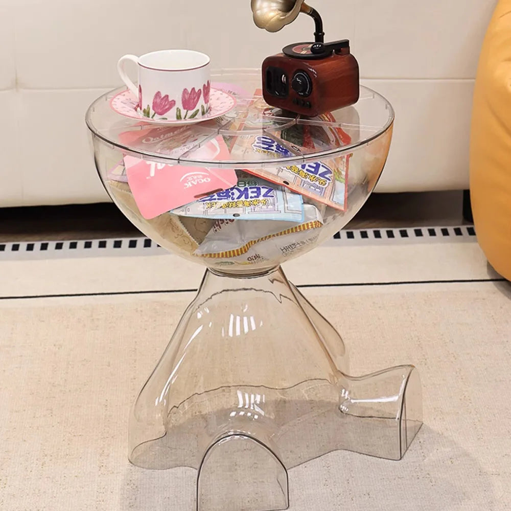Transparent Advanced Small flat head coffee table cream style, home living room sofa side