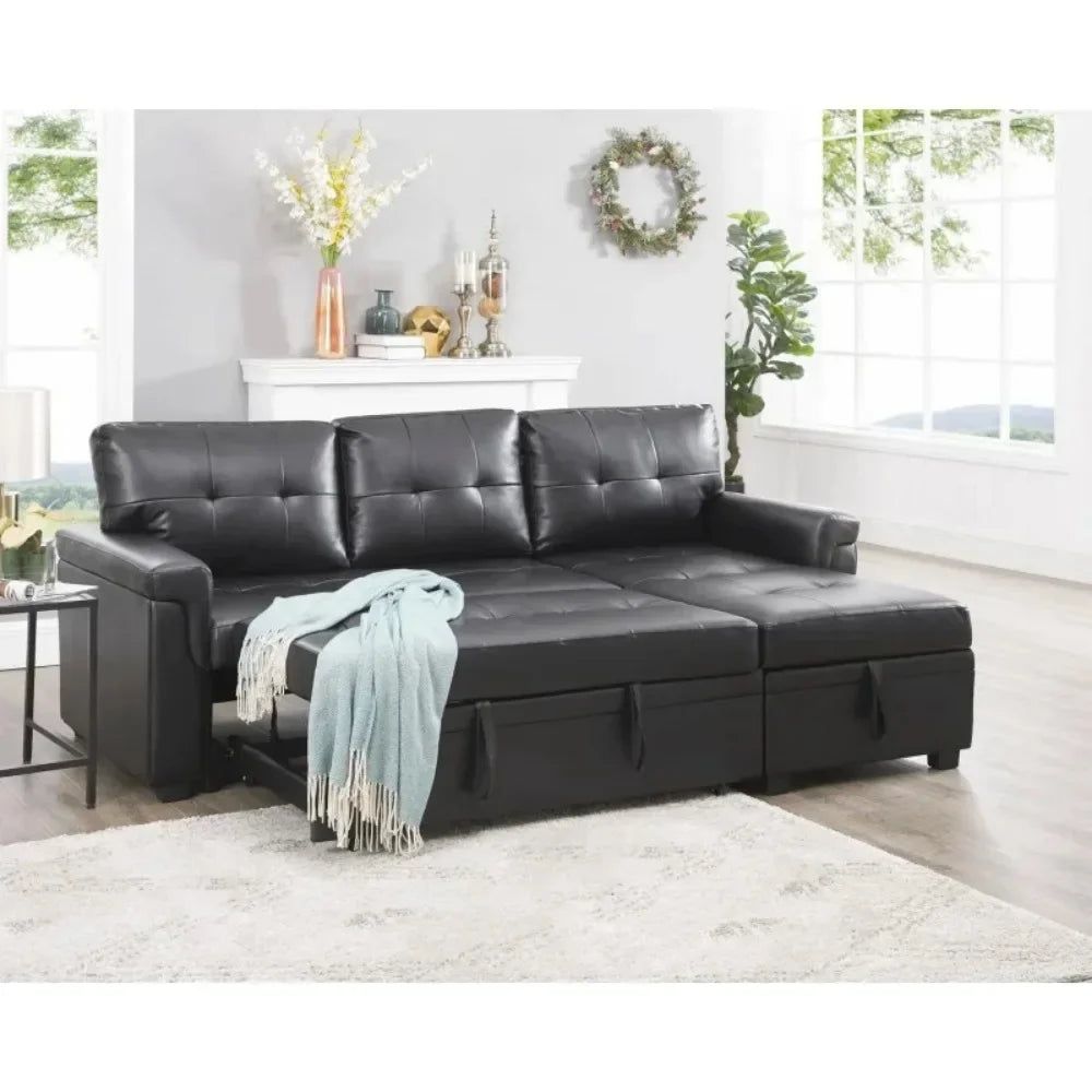 Sleeper Sectional Sofa with Convertible Sofa Bed &Inviting Chaise.Find Tranquil Comfort Stress-Relieving Design