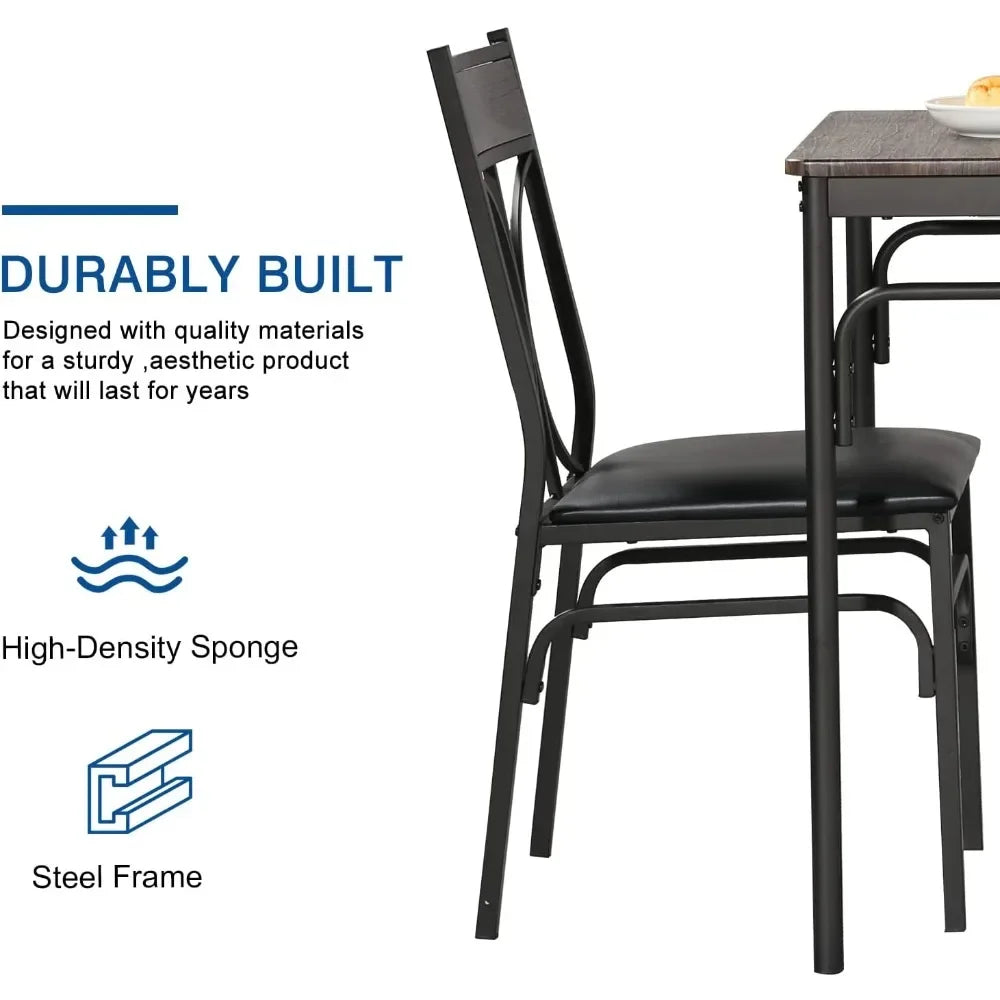 Dinette Table Dining Set for 4 Breakfast Nook 5-Piece Indoor Modern Rectangular Table Kitchen