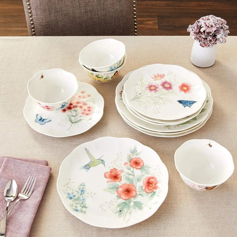 883319 Butterfly Meadow Flutter 12Pc Dinnerware Set,Multicolor