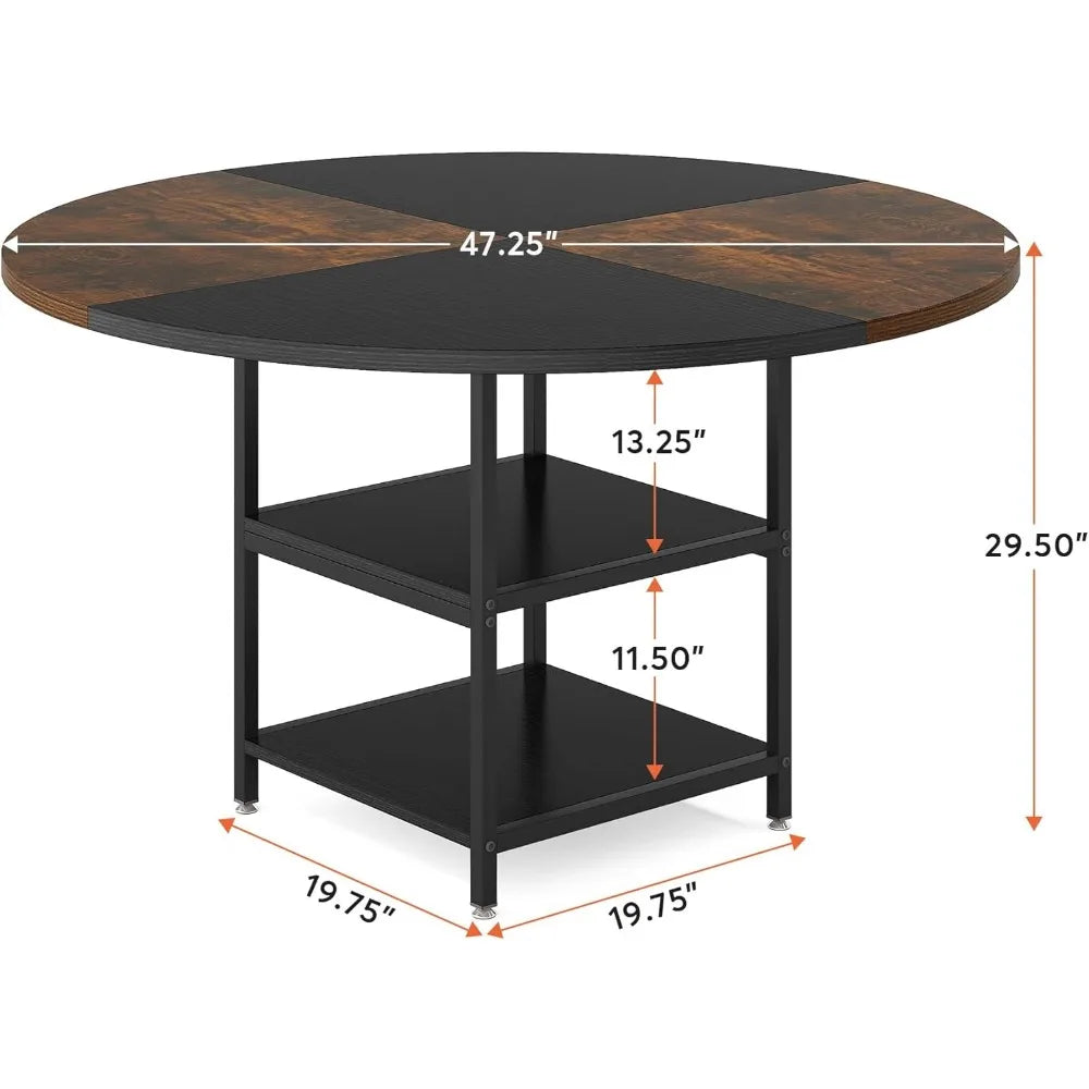 storage rack and metal legs (table only), black country brown