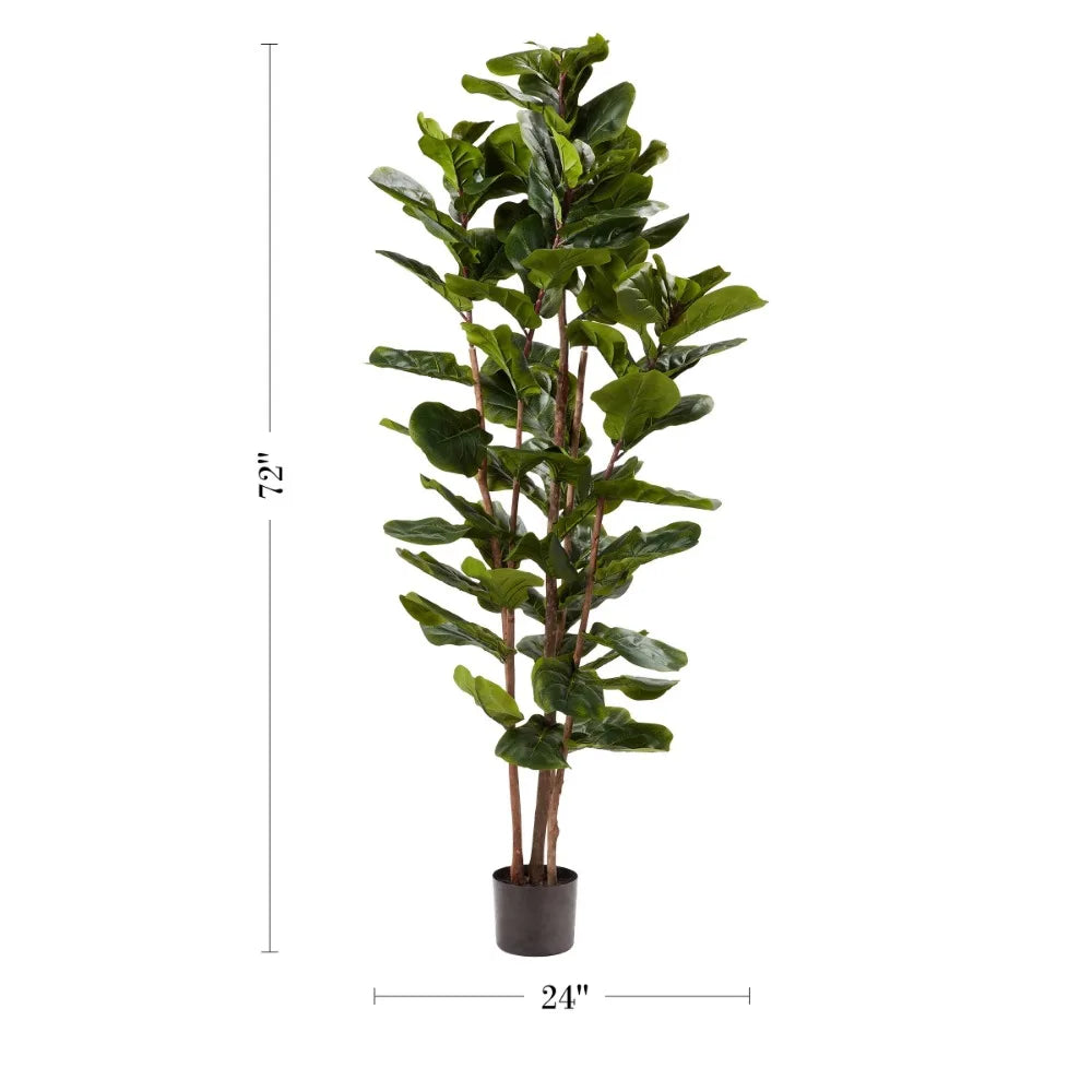 Artificial Fiddle Leaf Fig Tree Faux Plant with Natural Feel Leaves Realistic Indoor Potted Topiary Home Decor By Pure Garden