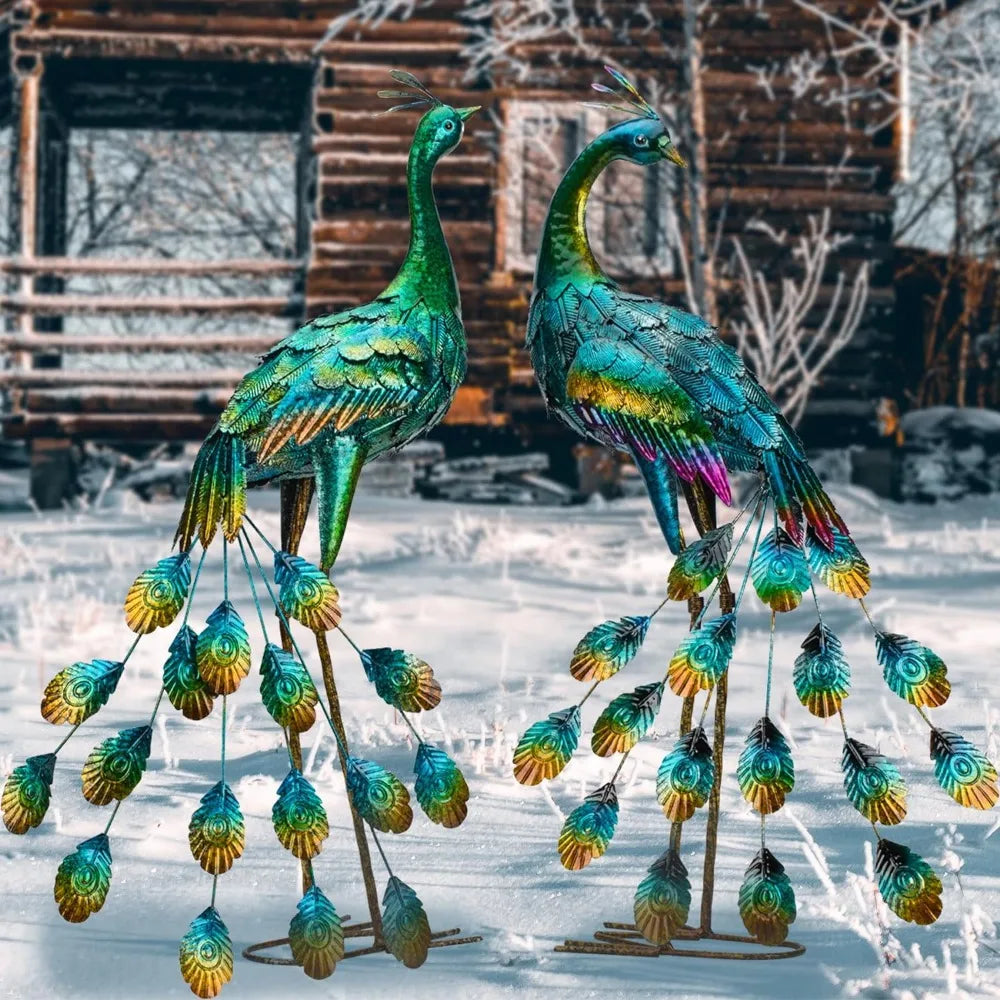 Set of 2 Statue Peacock Garden Sculpture & Statues Sculptures & Figurine Home Decoration Crafts Decor