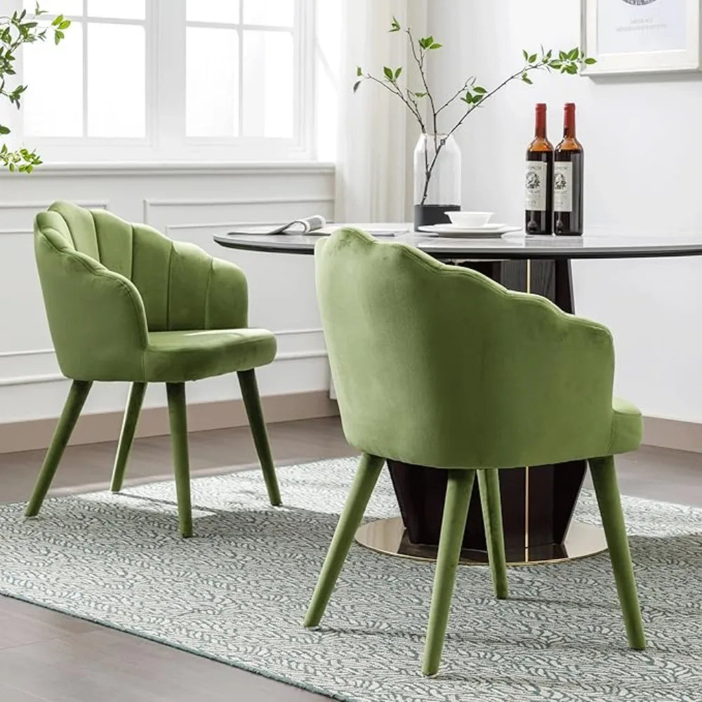 Modern Dining Room Chairs Set of 4 Chic Velvet Accent Chair Upholstered Side Chairs with Wood Legs for Home Kitchen/Living