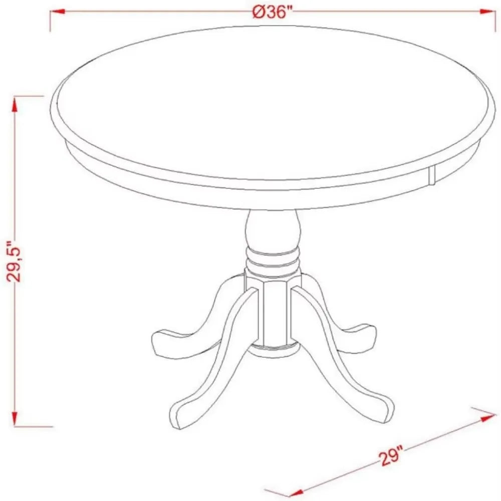 Dining Table with Base and 2 Solid Wood Chairs