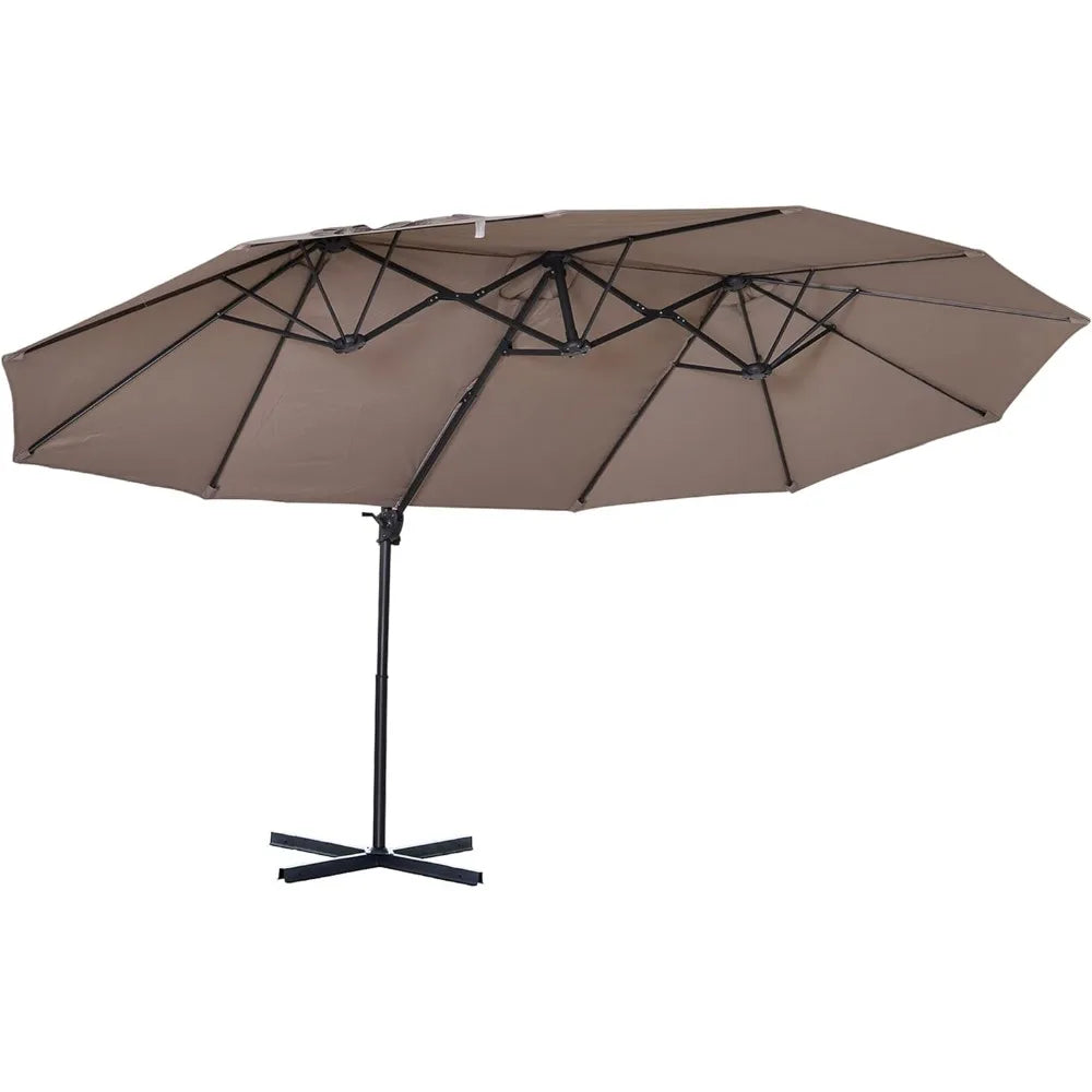 Outdoor Market Extra Large Umbrella with Crank, Cross Base for Deck, Lawn, Backyard