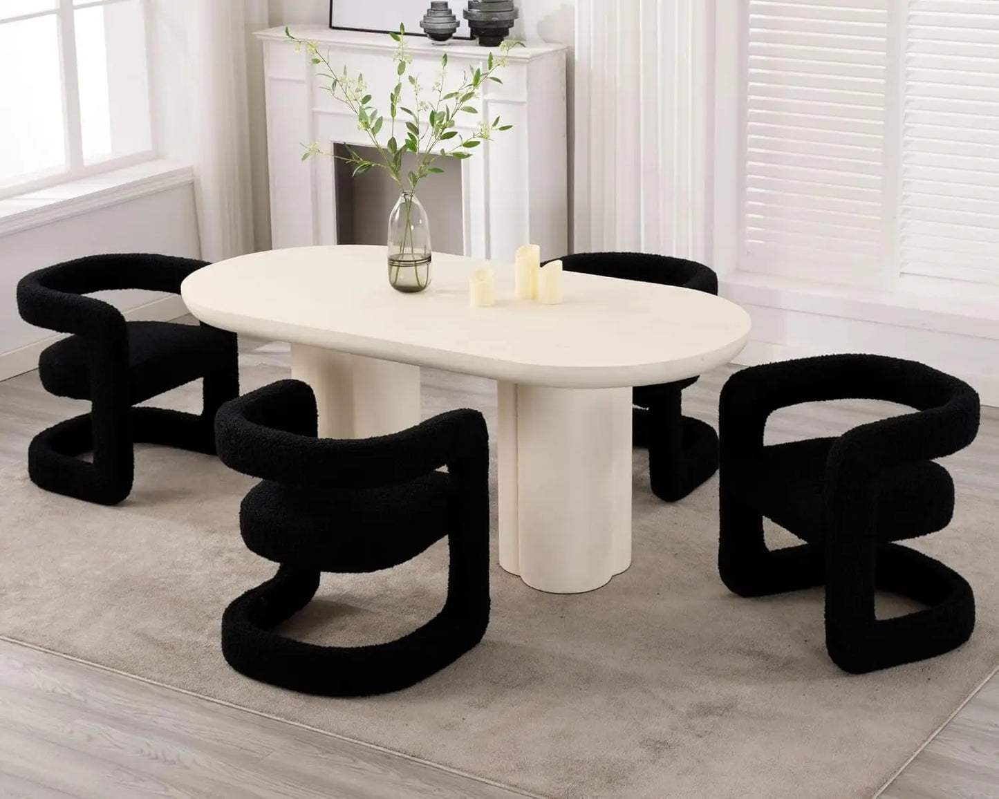 Upholstered Barrel Dining Chairs Set of 4, Modern Velvet Dining Room Chairs with Open Back & Sled Base