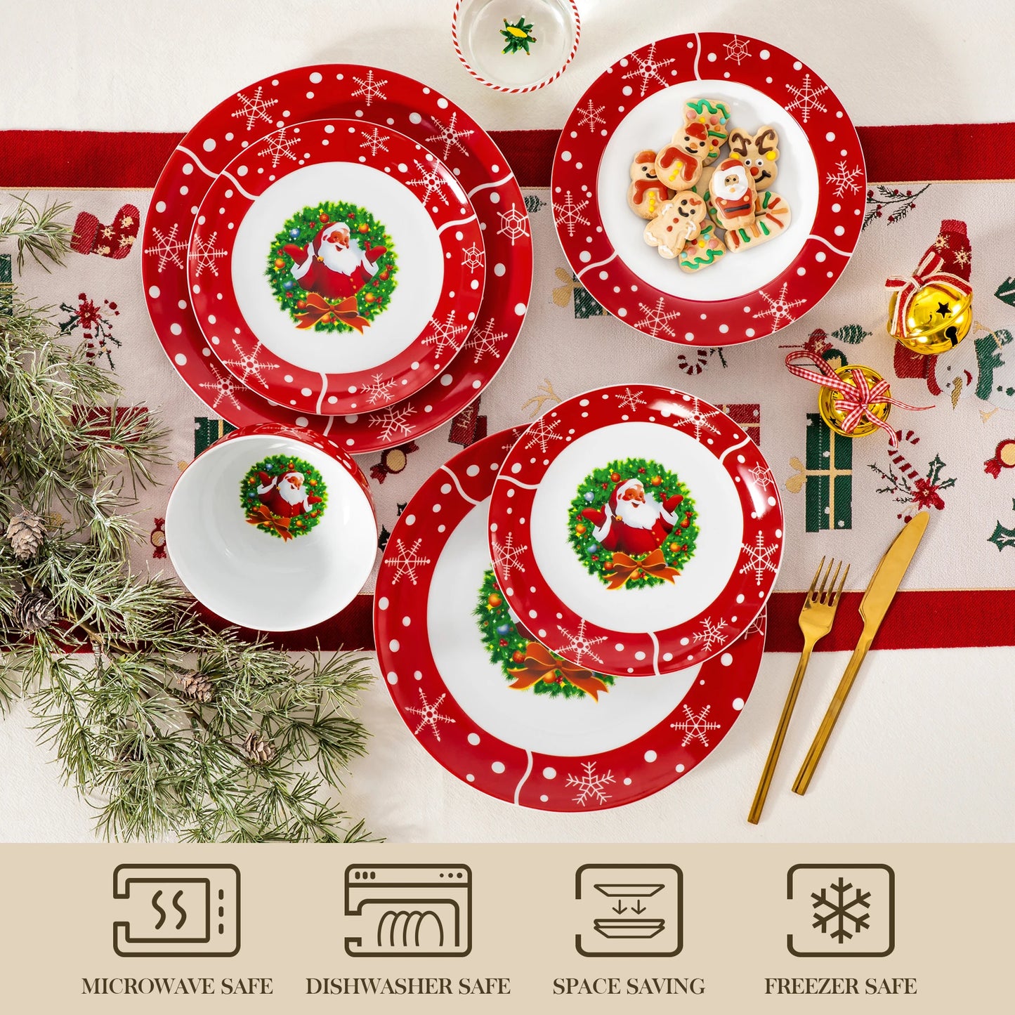 Christmas Dinnerware Set Santa Claus Style Plates Dinner Set with Dinner Plate/Dessert/Soup Plate/Mug