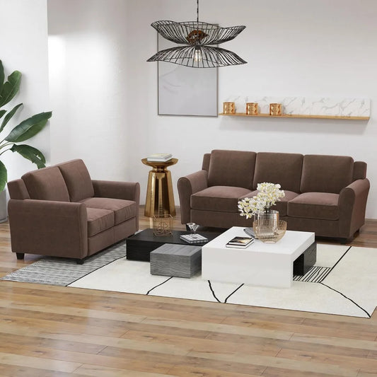 2 Piece Sofa Set, 2-Seater and 3-Seater Couch and 74 inch Couch, Modern Comfy Sofas with Thicked Cushion