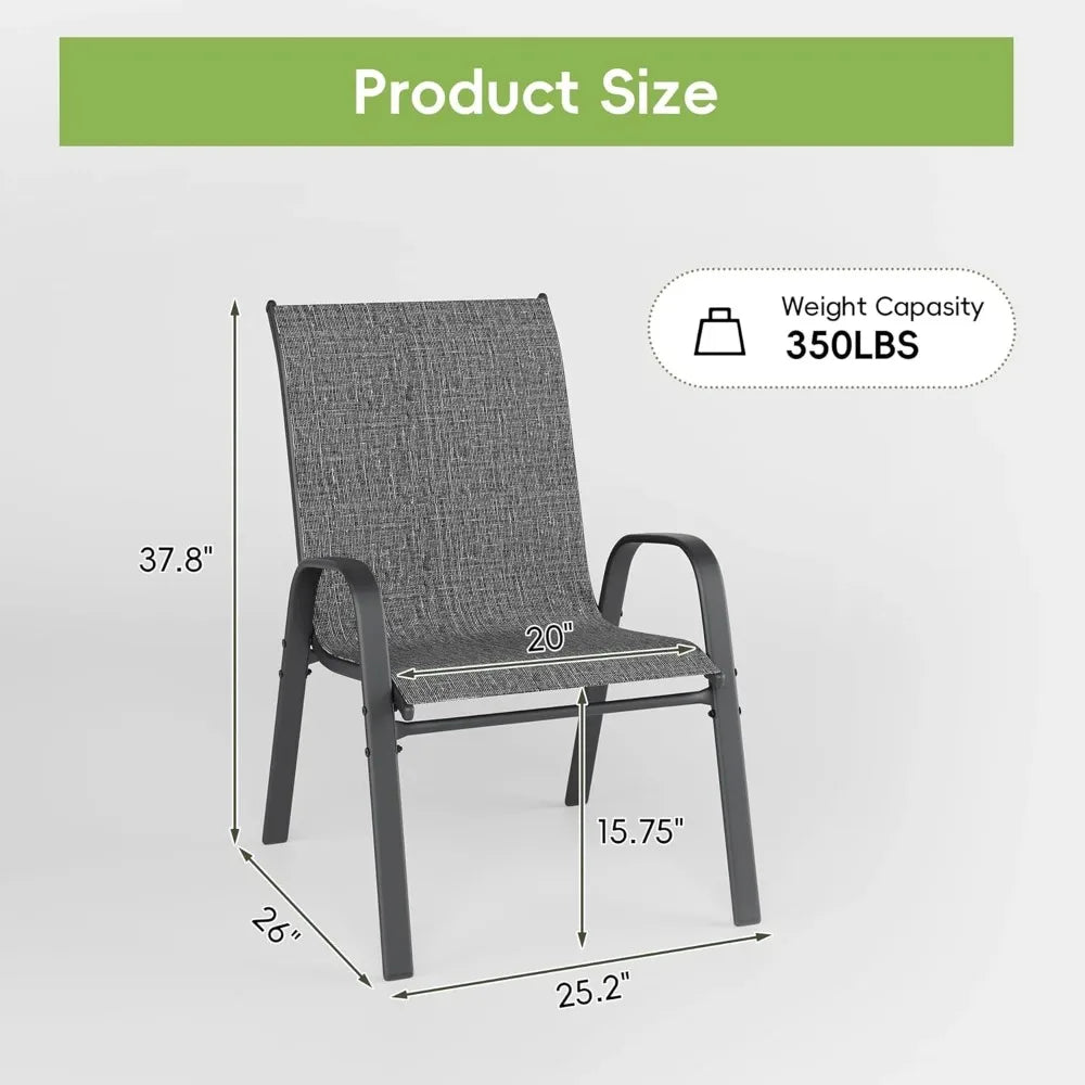 Patio Chairs Set of 4, Outdoor Stackable Dining Chairs for All Weather, Breathable