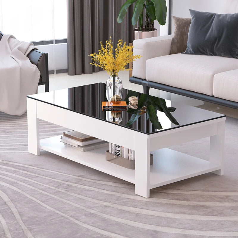 Nordic coffee table, simple modern tempered glass living room, easy to create office living room
