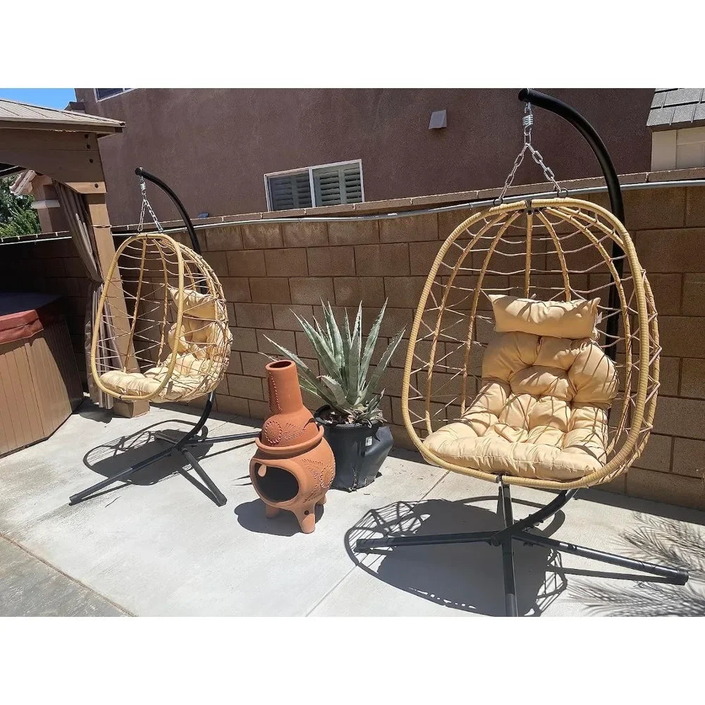 Egg Chair with Stand Swing Chair Wicker Indoor Outdoor