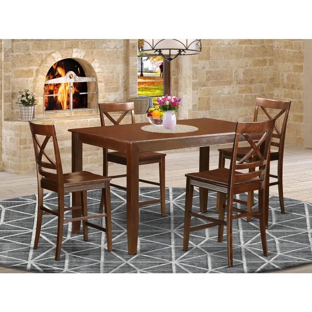 Dinning Chairs Dining Table Chair 7 Pc Dining Counter Height Set - High Top Table