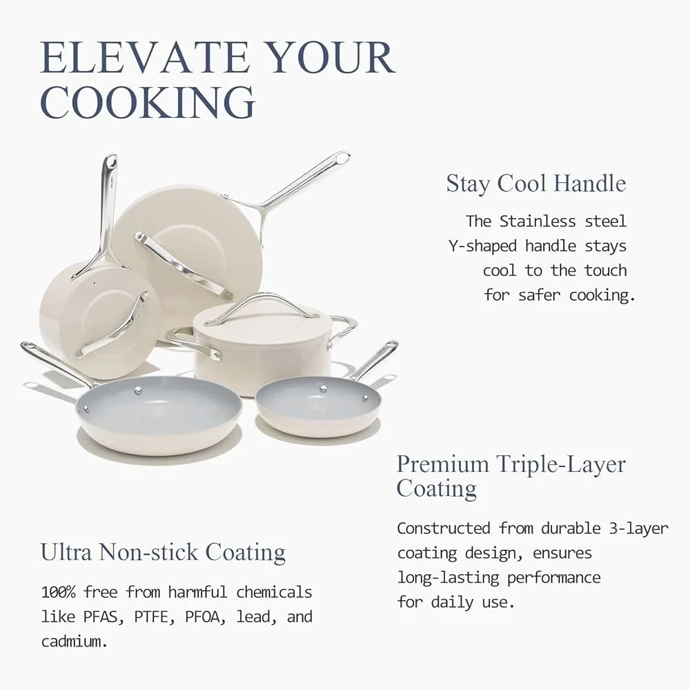 Cookware Set Induction Safe Non-Toxic Oven Dishwasher Safe Effortless