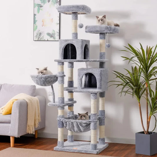 Cat Tree Indoor Feline Toys Comfort Hammock & Sisal Scratching Pet Products Home Garden