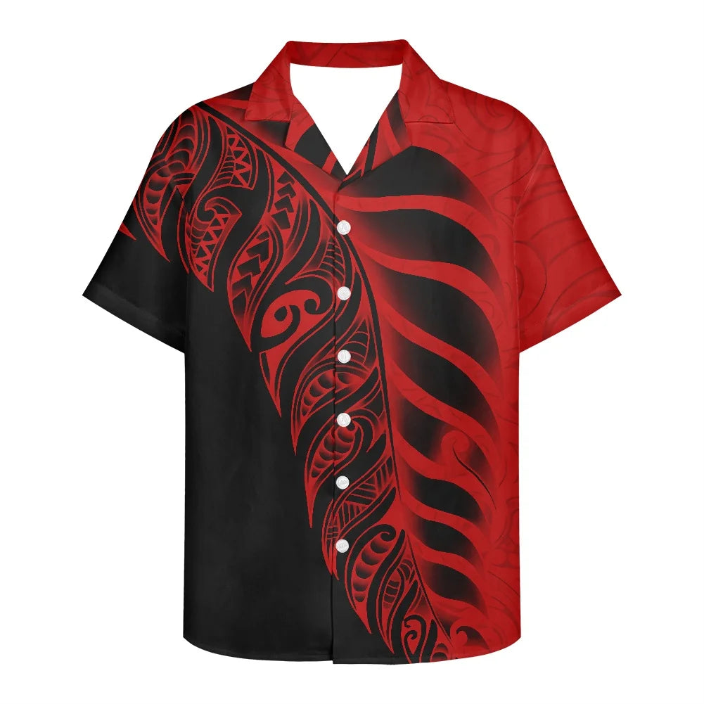 Factory Price Personality Red-black Party Off Shoulder Dress Custom Polynesian Tribal Tattoo Pattern Large Size 4XL Sexy Dress