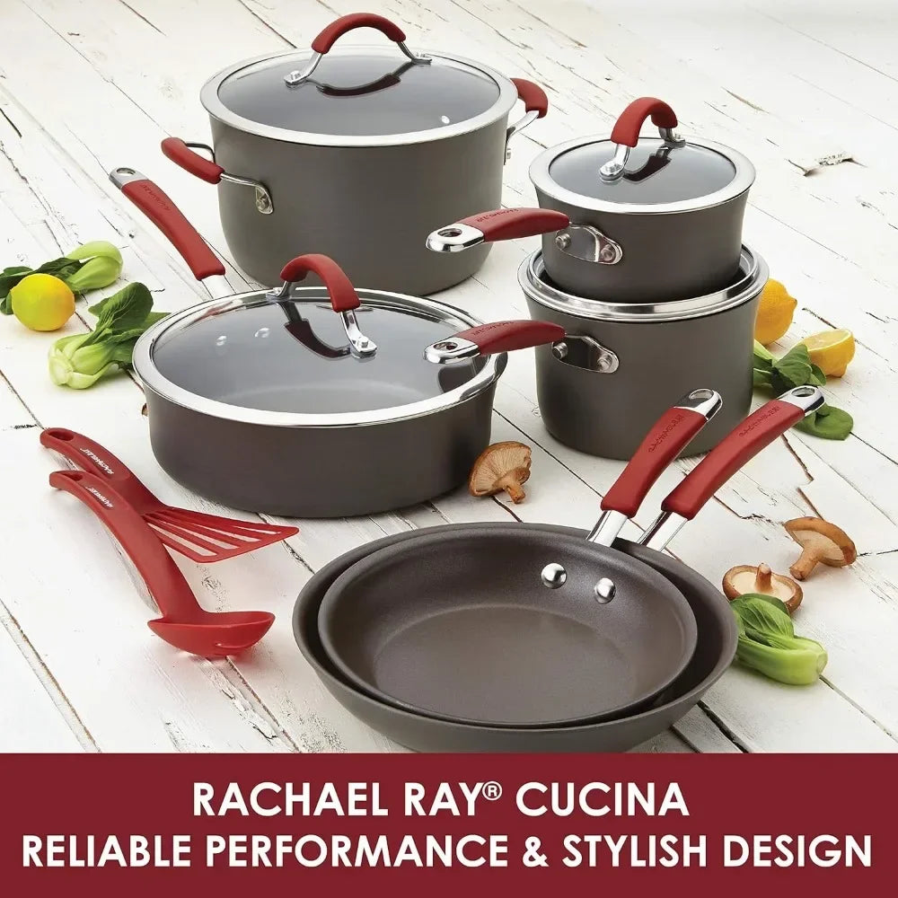 Rachael Ray Cucina Hard Anodized Nonstick Cookware Pots and Pans Se