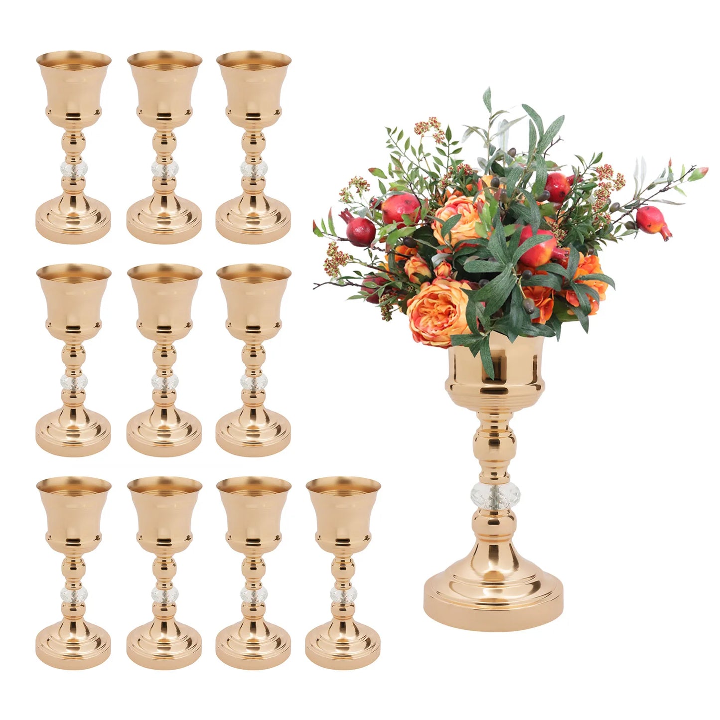 Table Metal Wedding Flower Trumpet Vase Centerpiece Decorative Home Decor Gold/Silver