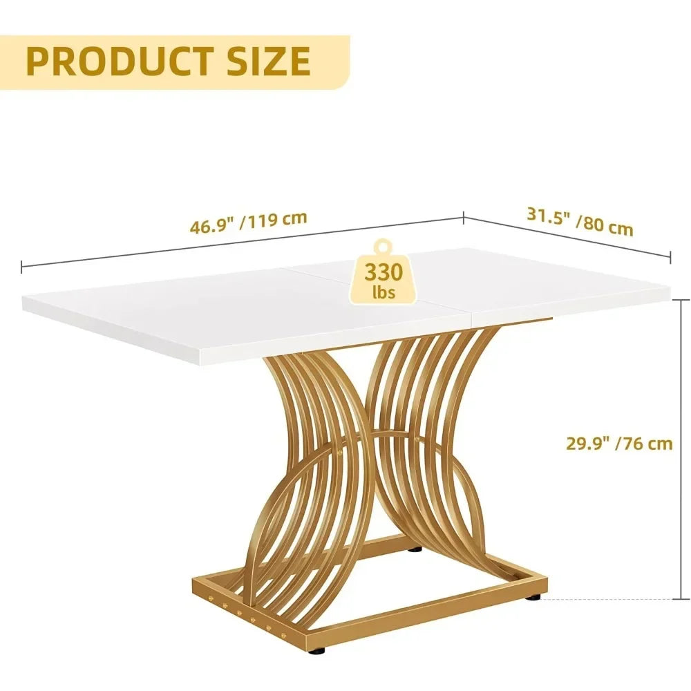 Modern Dining Table for 4 People 47 Inch Rectangular Kitchen Table