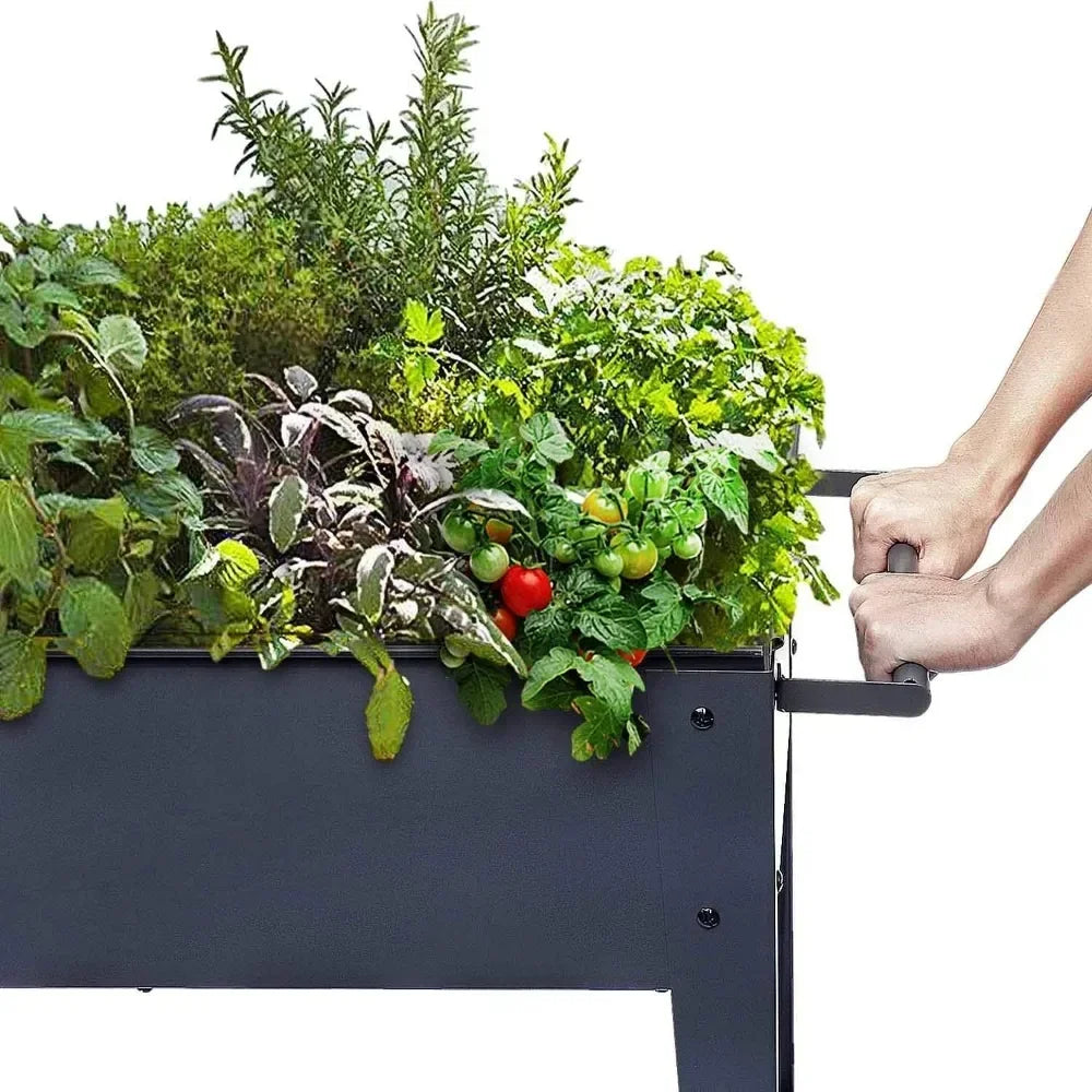 Planter Box with Legs Outdoor Elevated Garden Bed on Wheels for Vegetables Flower Herb Patio, Flower Pots