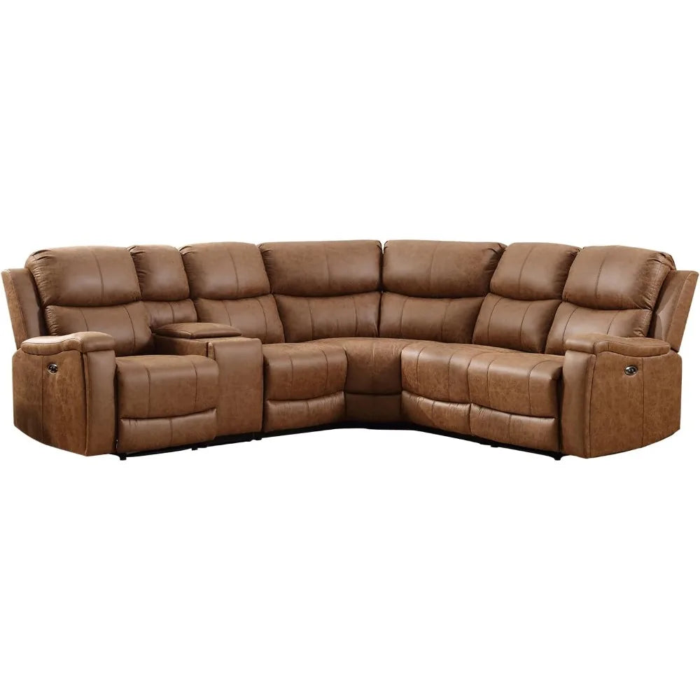 Power Recliner Sofa Sectional Couches, Concealed Cup Holder Storage Console, USB Port, Power Corner Sectional Reclining Sofa Set