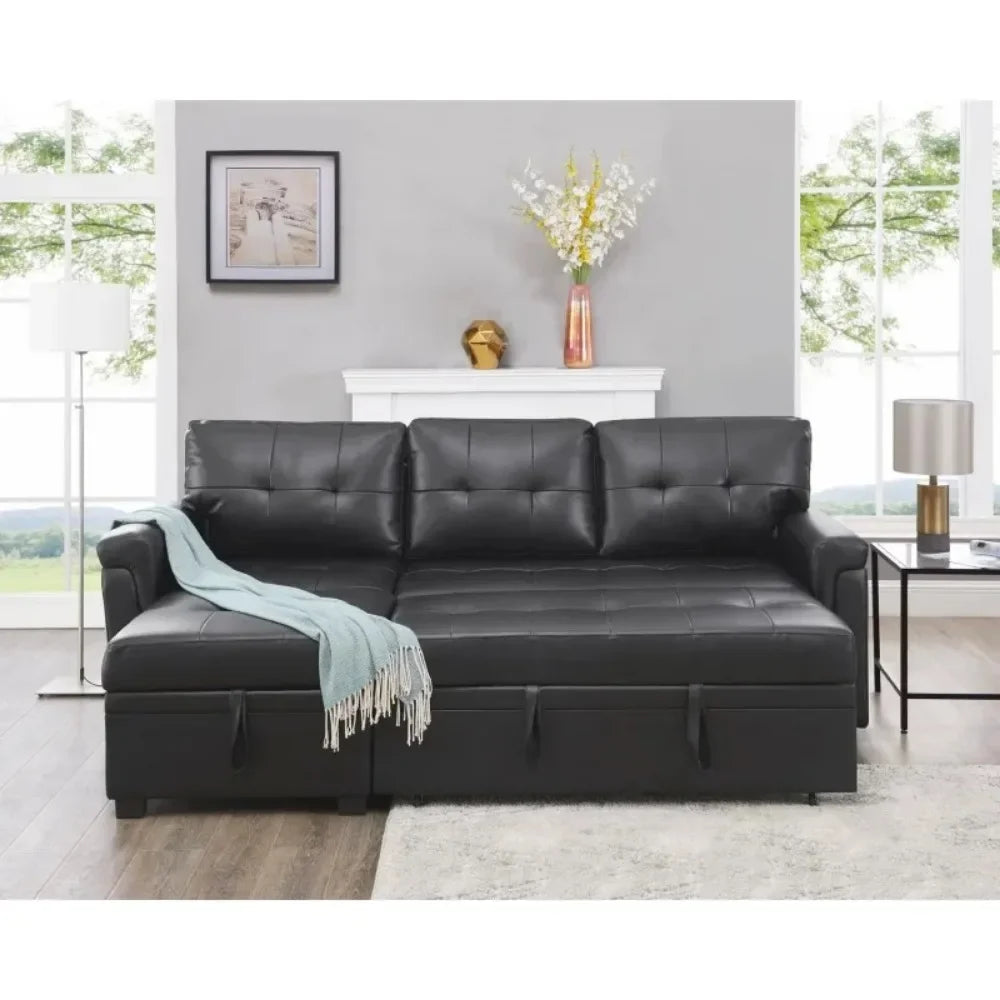 Sleeper Sectional Sofa with Convertible Sofa Bed &Inviting Chaise.Find Tranquil Comfort Stress-Relieving Design