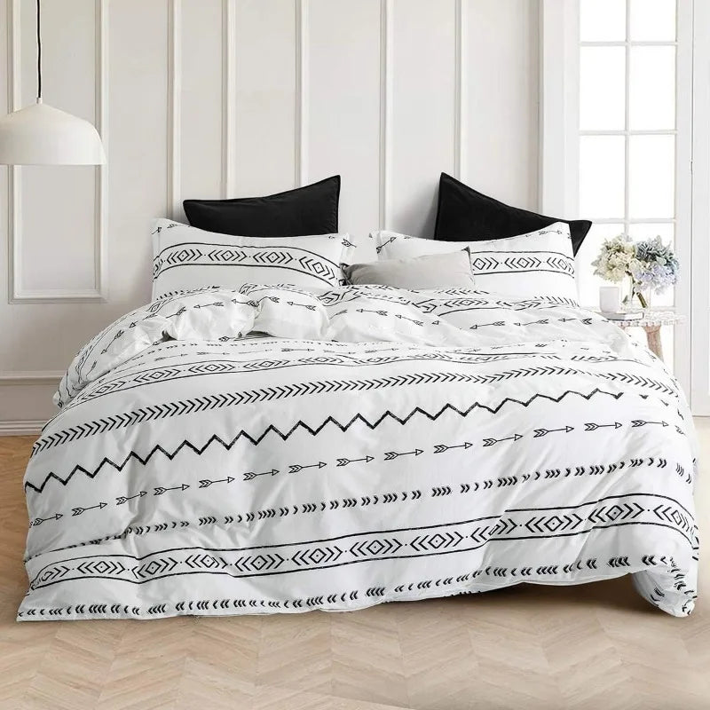 Super Soft Cotton 3 Piece Bedding Medallion Damask Duvet Cover Set-1000-Thread-1 Duvet Cover and 2 Pillow Shams