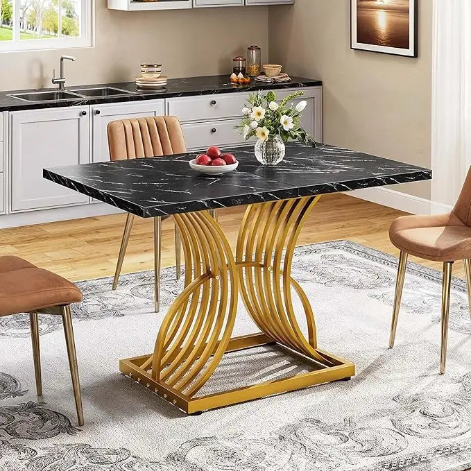 Modern Dining Table for 4 People 47 Inch Rectangular Kitchen Table