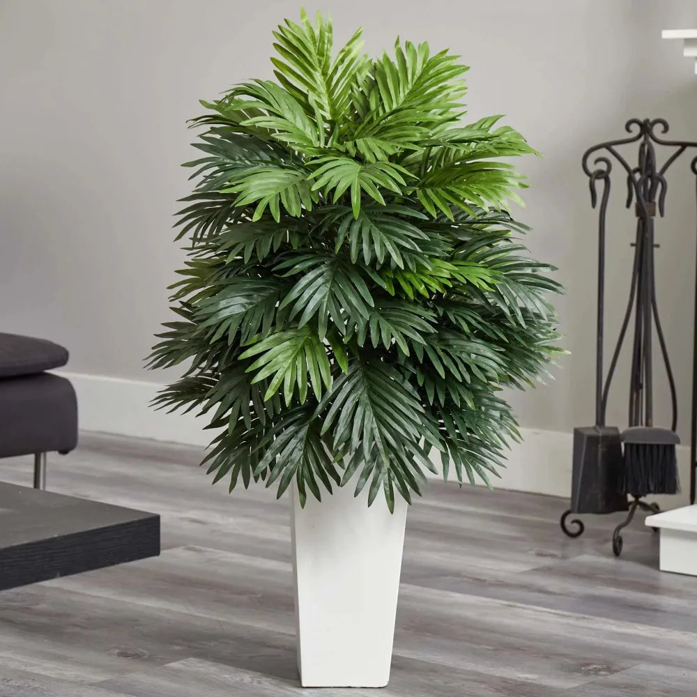 Areca Palm Artificial Plant in White Tower Planter Room Decor