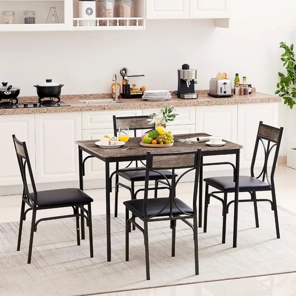 Dinette Table Dining Set for 4 Breakfast Nook 5-Piece Indoor Modern Rectangular Table Kitchen