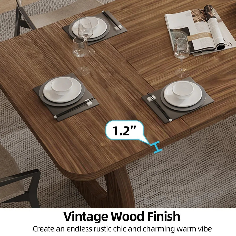 Wood Rectangular Dining Room Table for Dinner Kitchen Living Room