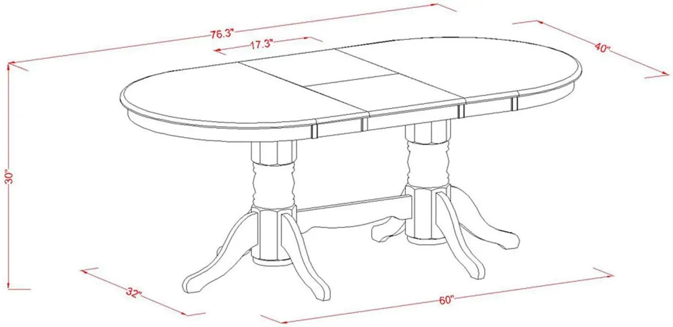 Kitchen Table & Chairs Set Consist of an Oval Dining Room Table with Butterfly Leaf