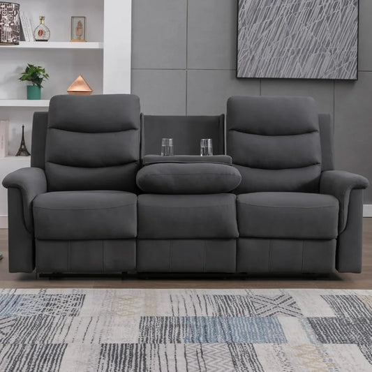Adjustable Living Room Sofa with Flip Middle Backrest, Home Theater Seating Couch, Modern Convertible Couch
