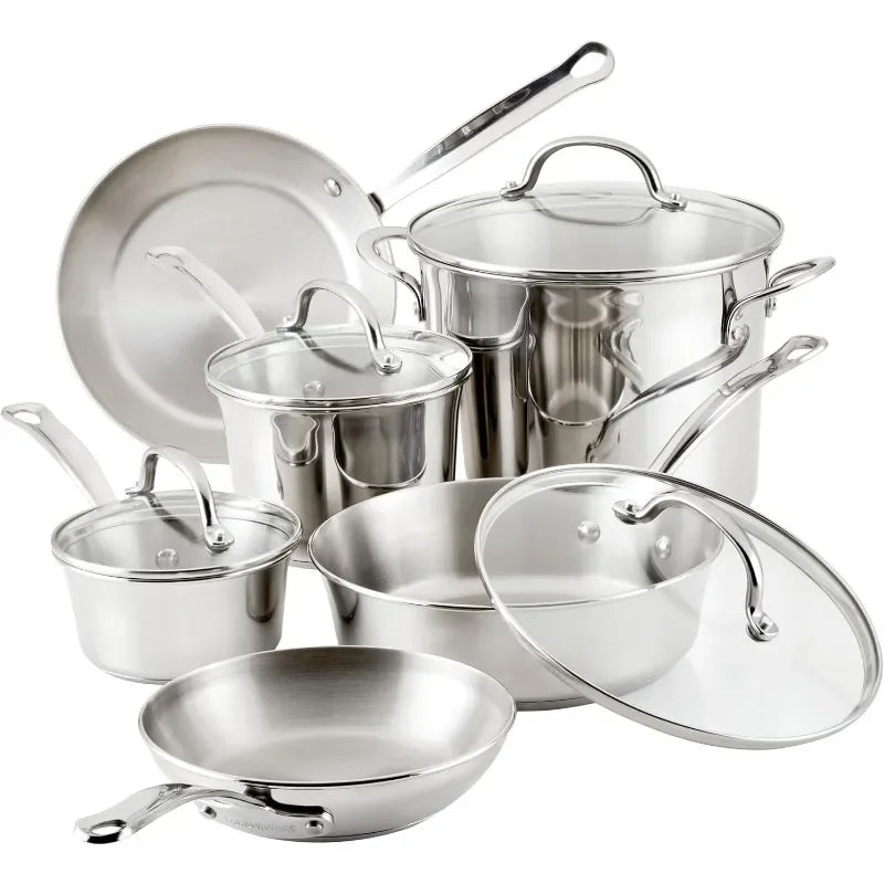 Farberware Millennium Stainless Steel Cookware Pots and Pans Set, 10 Piece
