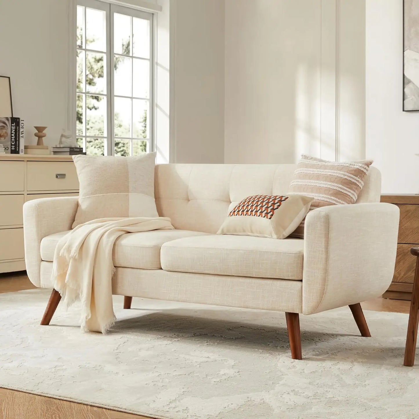 Loveseat Sofa, Mid Century Modern Decor Love Seat Couches for Living Room,