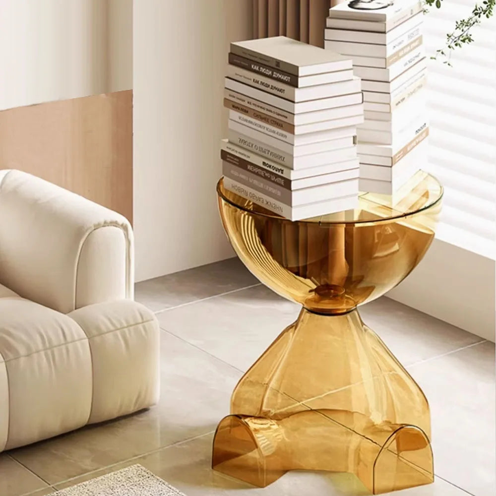 Transparent Advanced Small flat head coffee table cream style, home living room sofa side