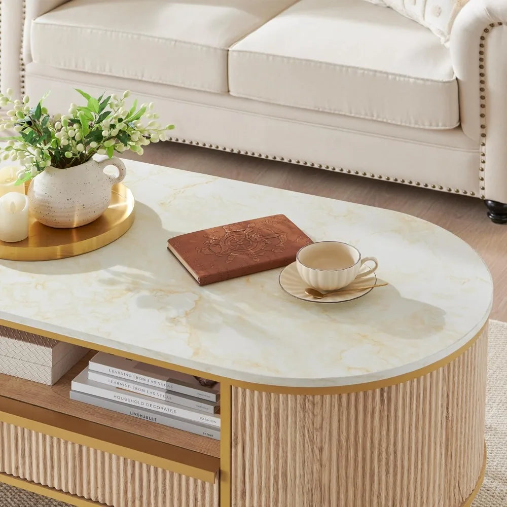 Modern Luxury Fluted Coffee Table,