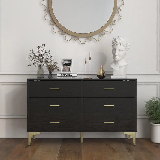 Dressing Table Modern 6 Drawer Wood Dresser Make Up Table Entryway