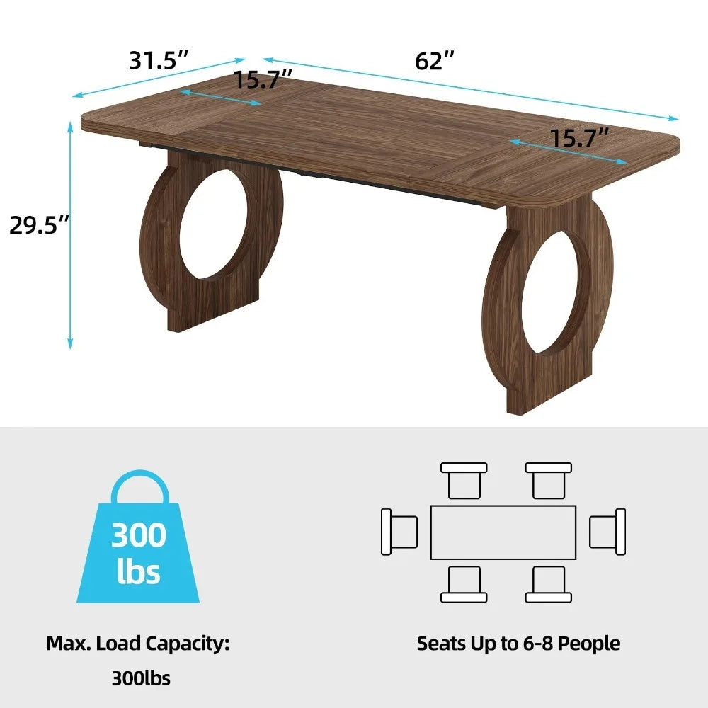 Wood Rectangular Dining Room Table for Dinner Kitchen Living Room