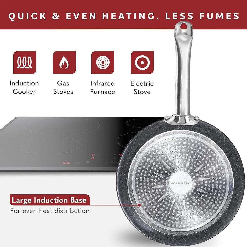 Pots And Pans Set Non Stick - Induction Compatible Kitchen Cookware Sets