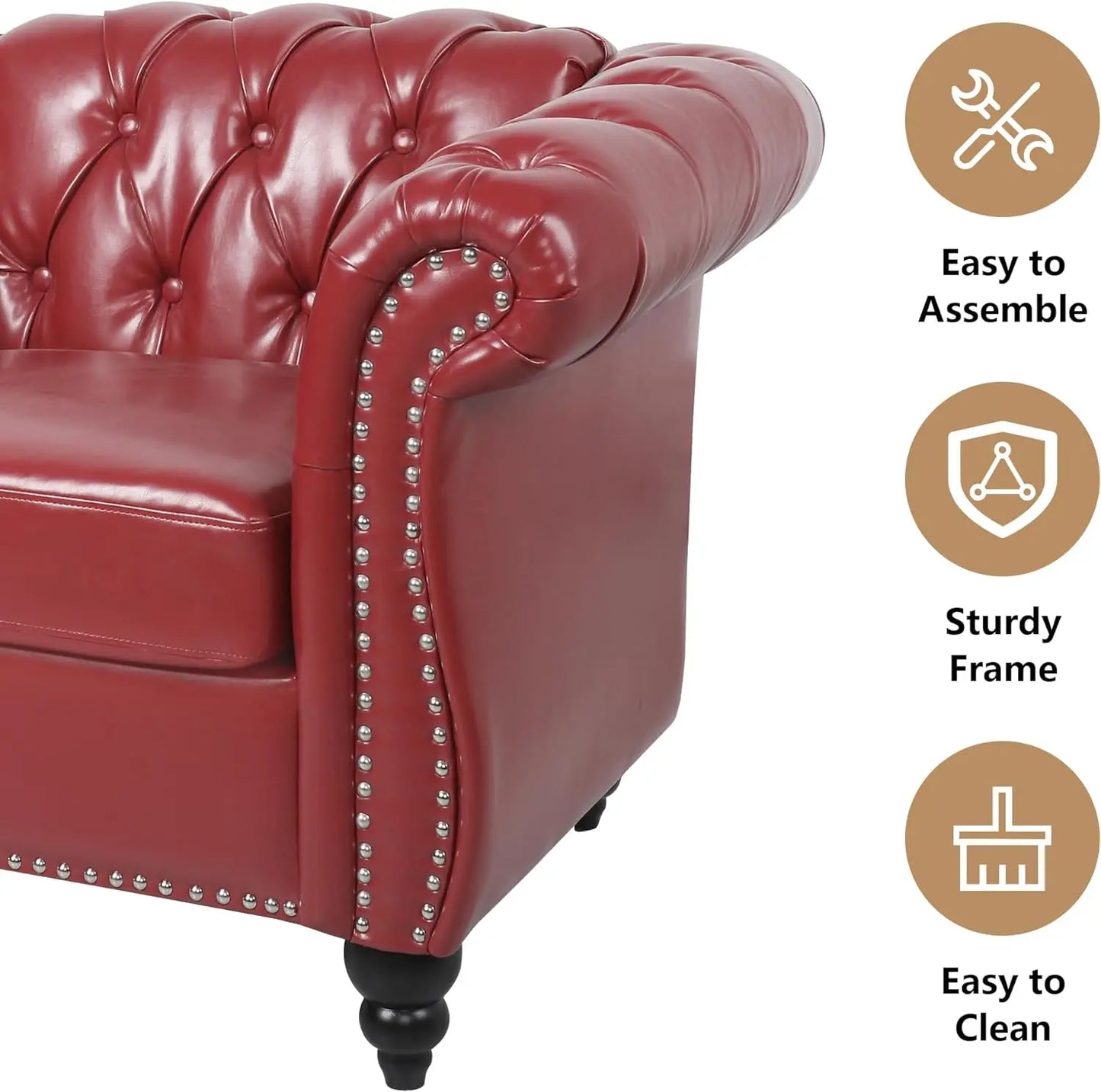 Accent Sofa, Chesterfield Loveseat Modern Couch Upholstered Sofa with Tufted Back for Living Room Furniture