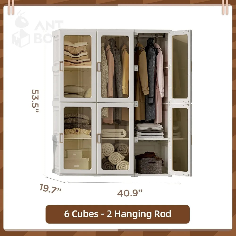 Portable Wardrobe Closet Storage Organizer for Clothes,