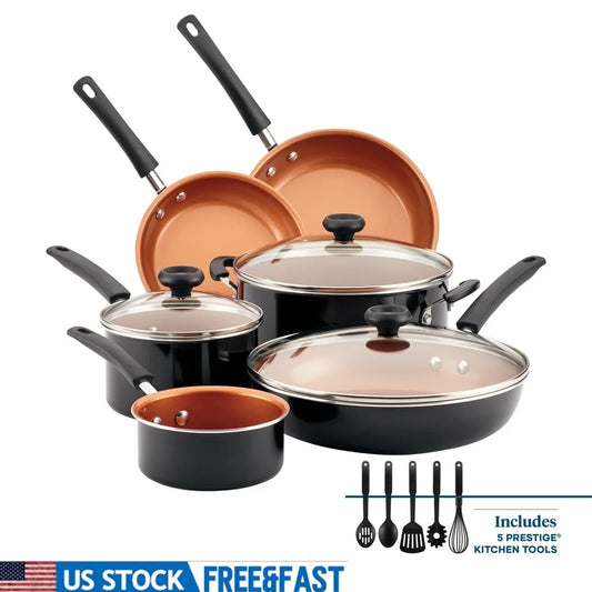 Durable Aluminum Pots Pans Easy Clean Dishwasher Safe Oven Safe Tempered Glass Lids