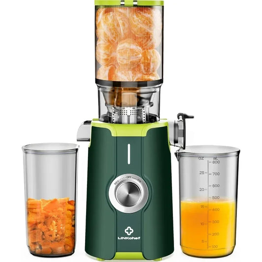 Clear Cold Press Juicer, Slow Juicer Machines with No-Prep 4.35"Feed Chute Fit Whole Fruits & Vegetables