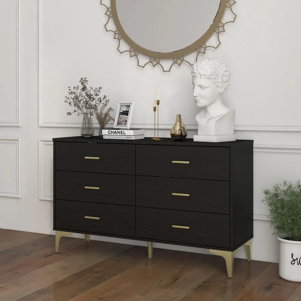 Dressing Table Modern 6 Drawer Wood Dresser Make Up Table Entryway