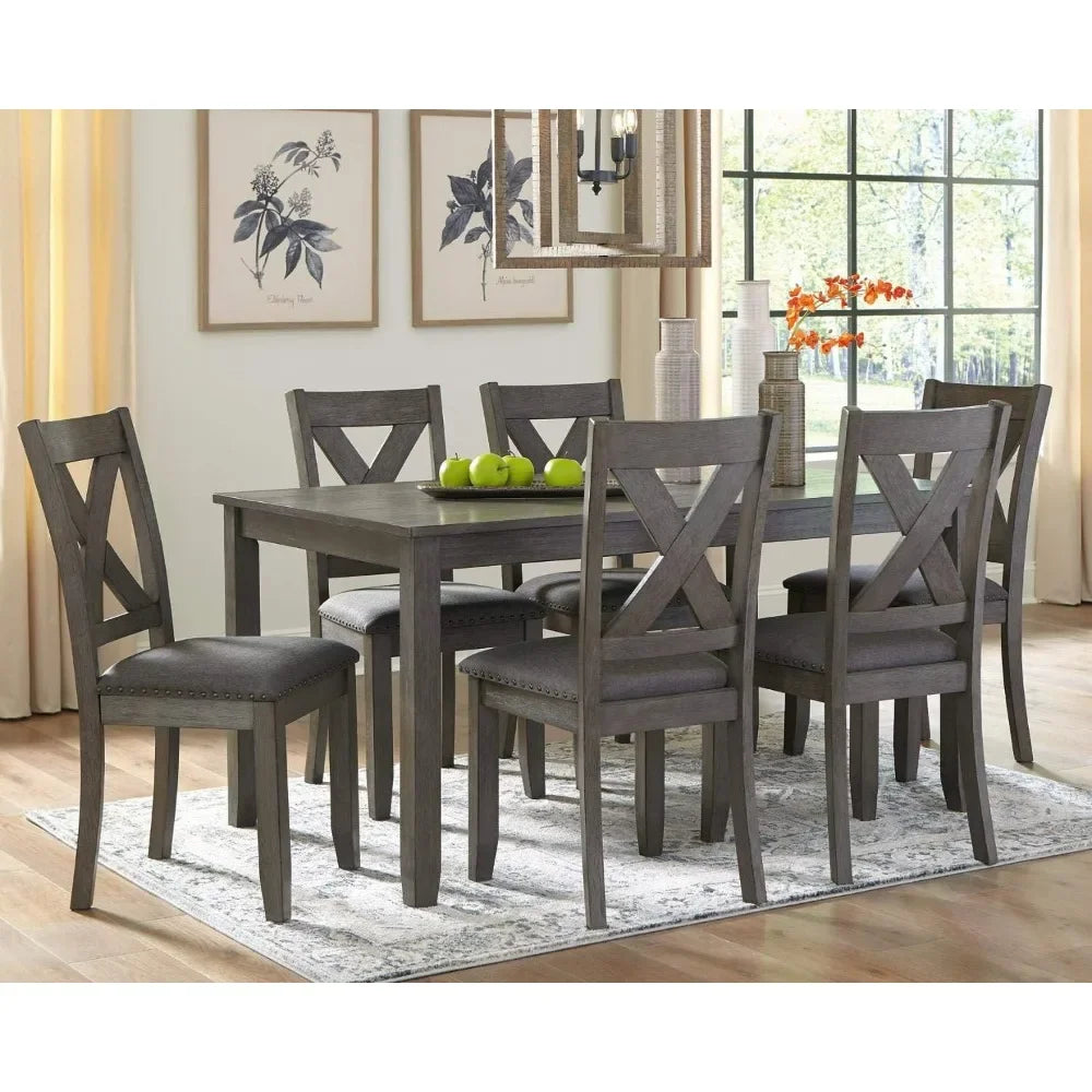 Kitchen Table and Chairs Set Gray, Wood Modern Dining Room Sets for Kitchen and Living Room