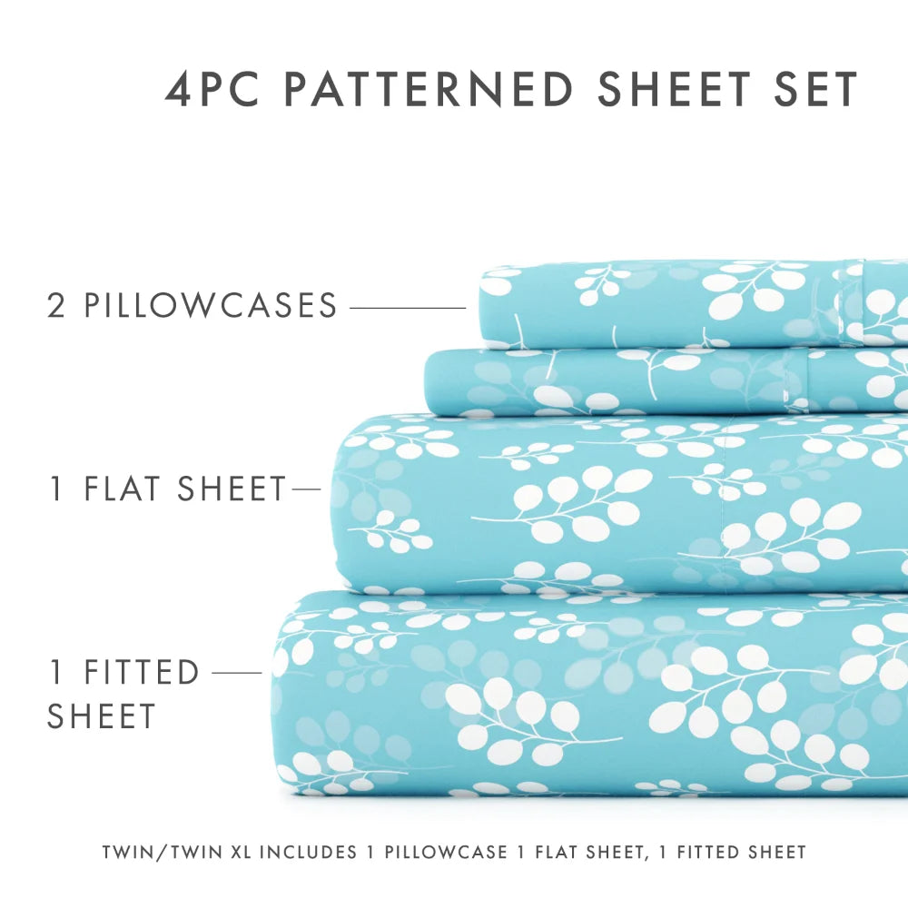 Pale Wheat Pattern 4 Piece Microfiber Bed Sheet Set,