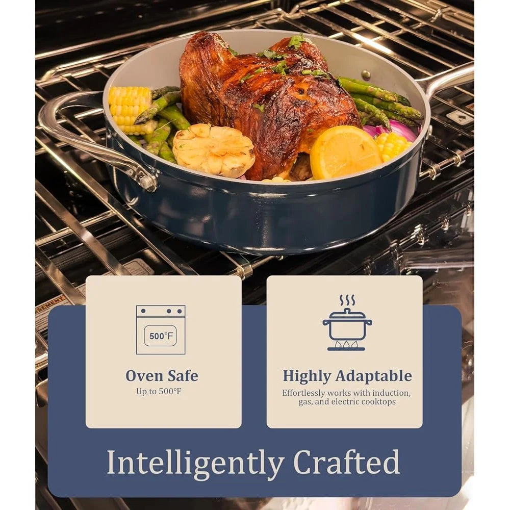 Cookware Set Induction Safe Non-Toxic Oven Dishwasher Safe Effortless
