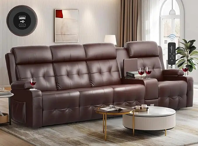 Recliner Sofa, Massage Reclining Loveseat Sofa Sets, Power Recliner Chairs Heat & Massage, Heavy Weight Capacity, RV Couch
